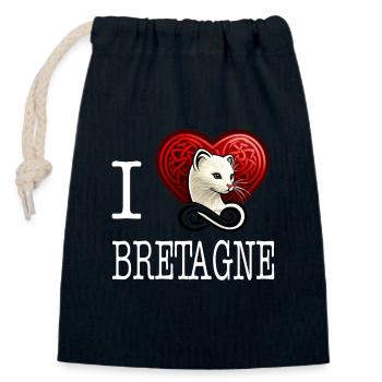 I Love Bretagne Hermine Charmante Light - Closable cotton gift bag (14x20cm) - navy - Front