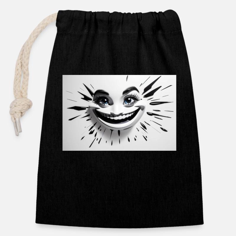 Absolute Reality sourire fou noir blanc - Sac cadeau en coton avec cordon (14 x 20 cm) - noir