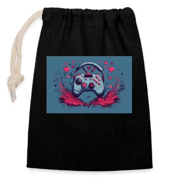 a gaming controller - Closable cotton gift bag (14x20cm) - black - Front