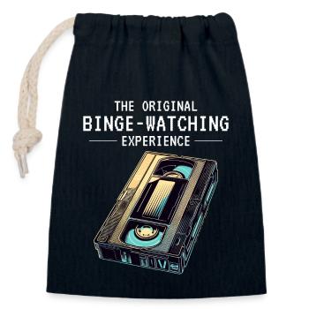 Retro VHS Kassette Nostalgisches 80er Jahre Binge-Watching - Verschließbarer Geschenkbeutel aus Baumwolle (14x20cm) - Navy - Vorne