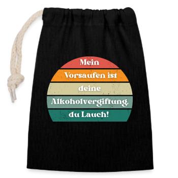 Toast pour la pré-consommation I Fête avant la consommation - Sac cadeau en coton avec cordon (14 x 20 cm) - noir - Devant