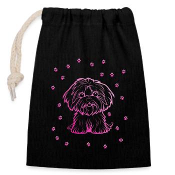 Bichon Havanais avec de petites pattes - Sac cadeau en coton avec cordon (14 x 20 cm) - noir - Devant