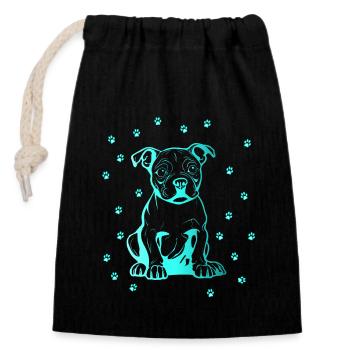 Pitbull américain avec de petites pattes - Sac cadeau en coton avec cordon (14 x 20 cm) - noir - Devant