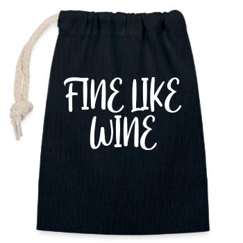 Fine like wine - Closable cotton gift bag (14x20cm) - navy - Front