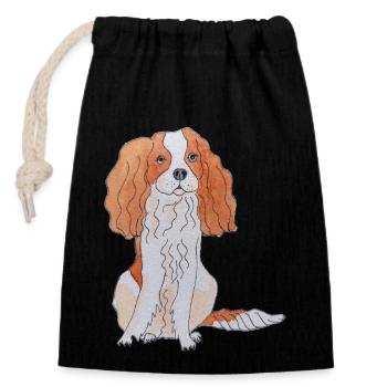 Cavalier King Charles Spaniel Fun - Verschließbarer Geschenkbeutel aus Baumwolle (14x20cm) - Schwarz - Vorne