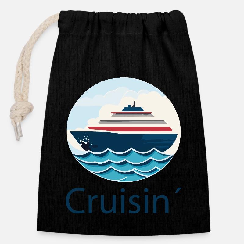 Cruising - Closable cotton gift bag (14x20cm) - black