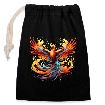 Phénix, Phénix, Feu, Flammes, Oiseau, Mythologie - Sac cadeau en coton avec cordon (14 x 20 cm) - noir - Devant