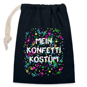 Mein Konfetti Kostüm Alaaf Helau Karneval - Verschließbarer Geschenkbeutel aus Baumwolle (14x20cm) - Navy - Vorne
