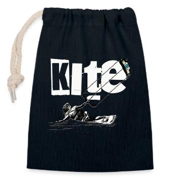 Kite - Closable cotton gift bag (14x20cm) - navy - Front
