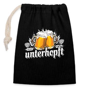 Unterhopft - Biergläser - Biertrinker Spruch - Verschließbarer Geschenkbeutel aus Baumwolle (14x20cm) - Schwarz - Vorne