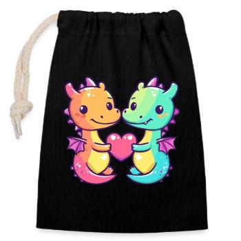 Dragon Couple Love Couple In Love - Closable cotton gift bag (14x20cm) - black - Front