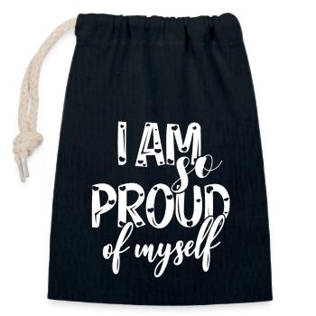I am so proud of myself Spruch Anerkennung - Verschließbarer Geschenkbeutel aus Baumwolle (14x20cm) - Navy - Vorne
