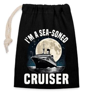 Im A Seasoned Cruiser Cruise Ship Vacation Group - Verschließbarer Geschenkbeutel aus Baumwolle (14x20cm) - Schwarz - Vorne