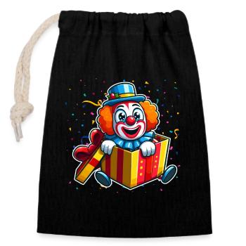 Clown Karneval Fasching Kostüm Umzug Feiern Narr - Verschließbarer Geschenkbeutel aus Baumwolle (14x20cm) - Schwarz - Vorne