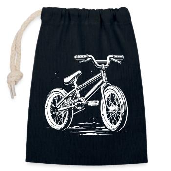 Dessin de vélo BMX - Sac cadeau en coton avec cordon (14 x 20 cm) - bleu marine - Devant