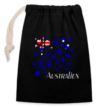 Australien Down Under - Verschließbarer Geschenkbeutel aus Baumwolle (14x20cm) - Schwarz - Vorne