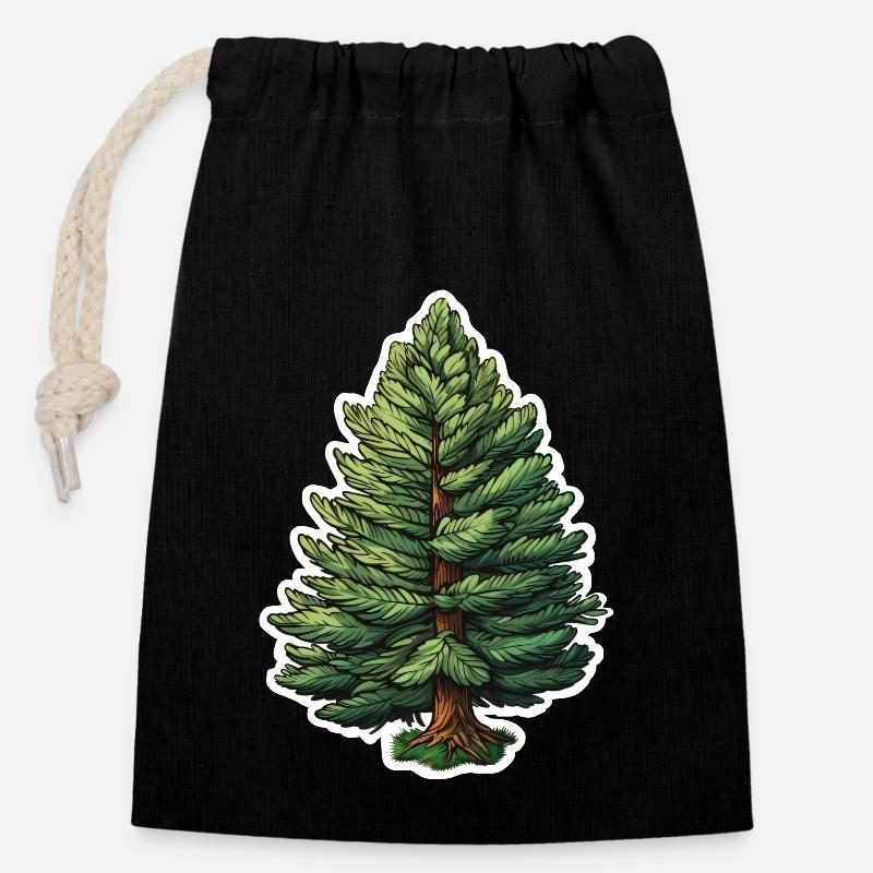 Fir Single Tree - Closable cotton gift bag (14x20cm) - black