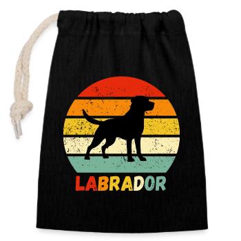 Labrador Retriever Labbi Hund Retro Geschenk Wau - Verschließbarer Geschenkbeutel aus Baumwolle (14x20cm) - Schwarz - Vorne