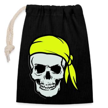 Crâne Pirate Ahoy - Sac cadeau en coton avec cordon (14 x 20 cm) - noir - Devant