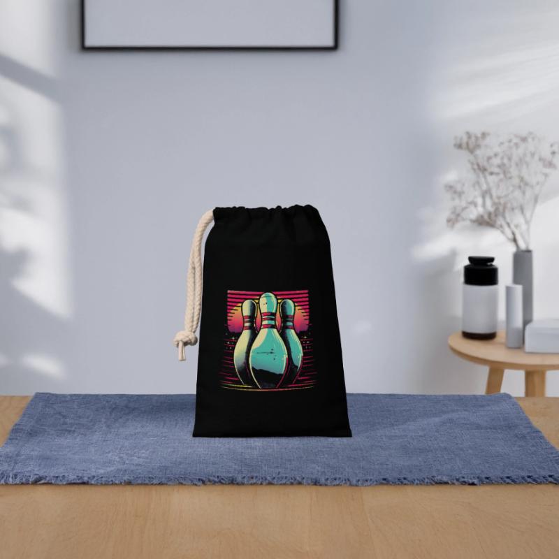 Bowling Synthwave Sac cadeau en coton avec cordon (14 x 20 cm)