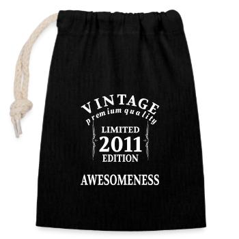 Geburtstag Vintage Born 2011 Limited - Verschließbarer Geschenkbeutel aus Baumwolle (14x20cm) - Schwarz - Vorne
