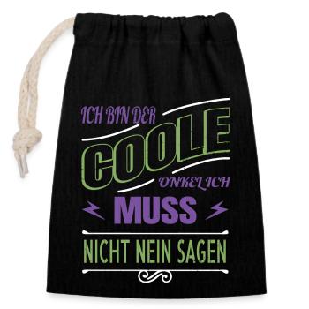 cool sayings cool uncle trait - Closable cotton gift bag (14x20cm) - black - Front