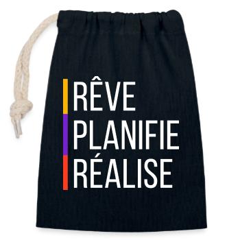 Citation de Motivation - Sac cadeau en coton avec cordon (14 x 20 cm) - bleu marine - Devant