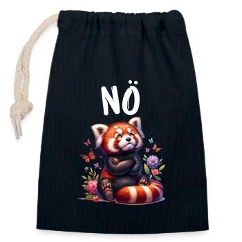 Red Panda Funny Saying Nope Fire Fox - Closable cotton gift bag (14x20cm) - navy - Front