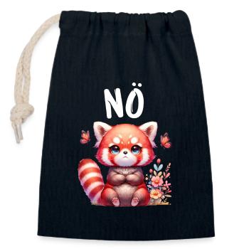 Red Panda Funny Saying Nope Fire Fox - Closable cotton gift bag (14x20cm) - navy - Front