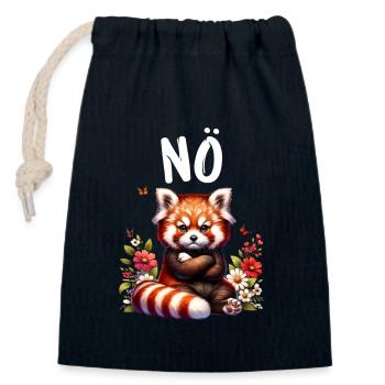 Red Panda Funny Saying Nope Fire Fox - Closable cotton gift bag (14x20cm) - navy - Front