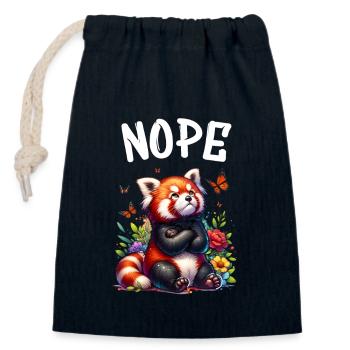 Red Panda Funny Saying Nope Fire Fox - Closable cotton gift bag (14x20cm) - navy - Front