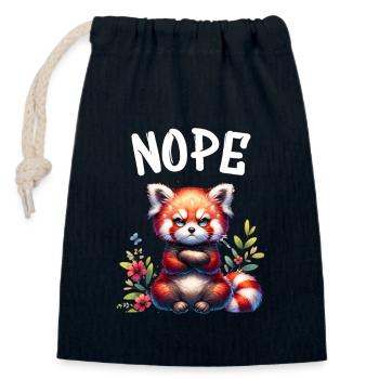 Red Panda Funny Saying Nope Fire Fox - Closable cotton gift bag (14x20cm) - navy - Front