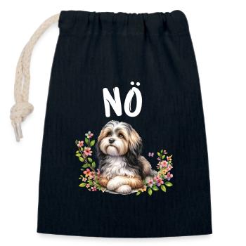 Drôle de dicton havanais non pour les amoureux des chiens - Sac cadeau en coton avec cordon (14 x 20 cm) - bleu marine - Devant