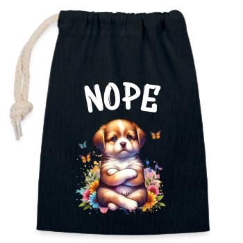 Drôle de dicton havanais non pour les amoureux des chiens - Sac cadeau en coton avec cordon (14 x 20 cm) - bleu marine - Devant