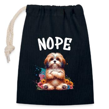 Drôle de dicton havanais non pour les amoureux des chiens - Sac cadeau en coton avec cordon (14 x 20 cm) - bleu marine - Devant
