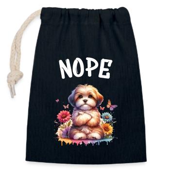 Drôle de dicton havanais non pour les amoureux des chiens - Sac cadeau en coton avec cordon (14 x 20 cm) - bleu marine - Devant
