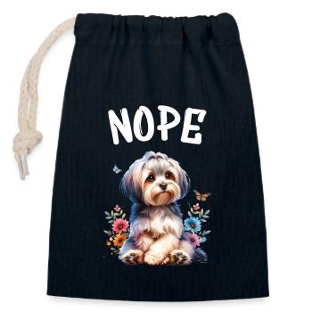 Drôle de dicton havanais non pour les amoureux des chiens - Sac cadeau en coton avec cordon (14 x 20 cm) - bleu marine - Devant