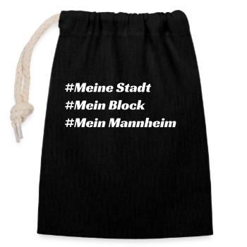 Mannheim - Verschließbarer Geschenkbeutel aus Baumwolle (14x20cm) - Schwarz - Vorne