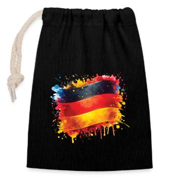 Flag Germany Flag for Sport Fan - Closable cotton gift bag (14x20cm) - black - Front