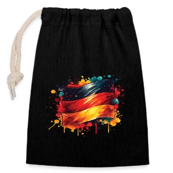 Flag Germany Flag for Sport Fan - Closable cotton gift bag (14x20cm) - black - Front