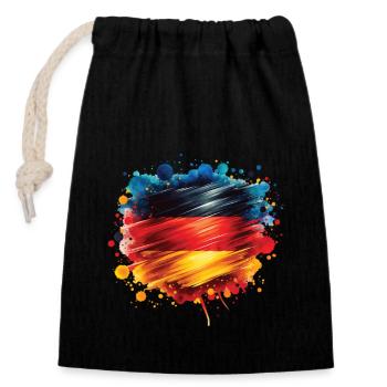 Flag Germany Flag for Sport Fan - Closable cotton gift bag (14x20cm) - black - Front