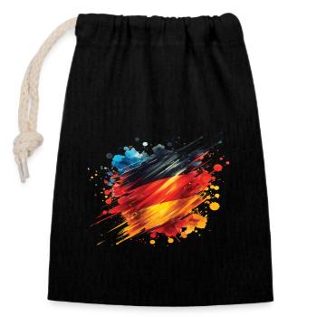 Flag Germany Flag for Sport Fan - Closable cotton gift bag (14x20cm) - black - Front