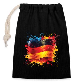 Flag Germany Flag for Sport Fan - Closable cotton gift bag (14x20cm) - black - Front