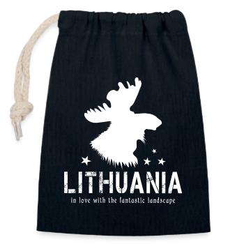 Lithuania Lithuanian - Closable cotton gift bag (14x20cm) - navy - Front