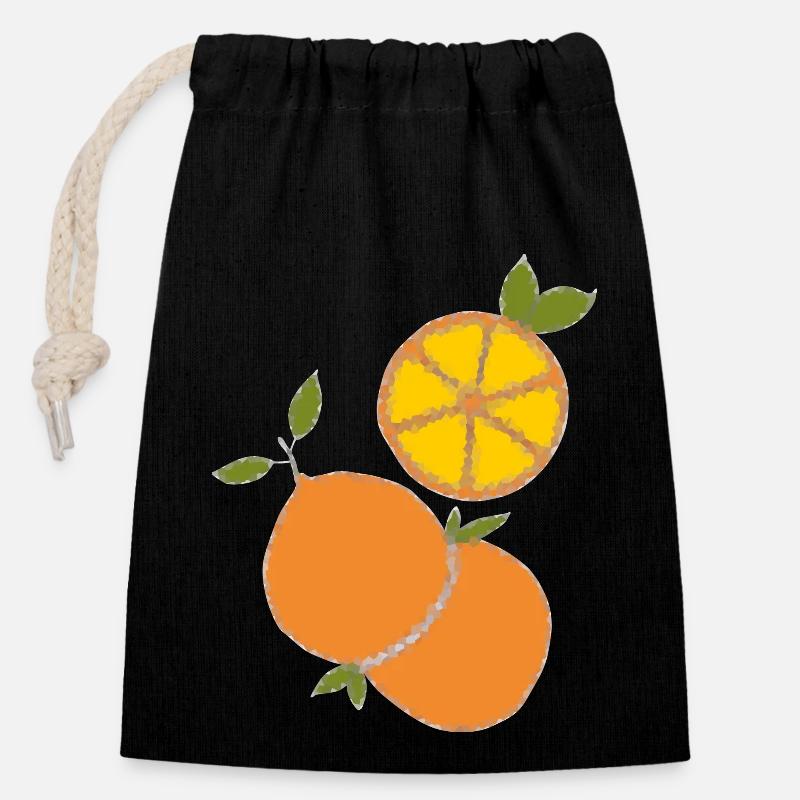 orange kristal - Verschließbarer Geschenkbeutel aus Baumwolle (14x20cm) - Schwarz