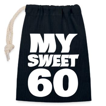 Sweet 60 - Closable cotton gift bag (14x20cm) - navy - Front