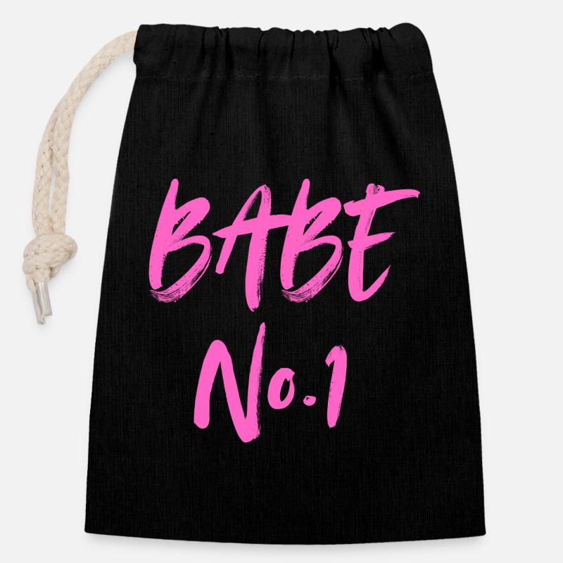 BABE n° 1 - Sac cadeau en coton avec cordon (14 x 20 cm) - noir