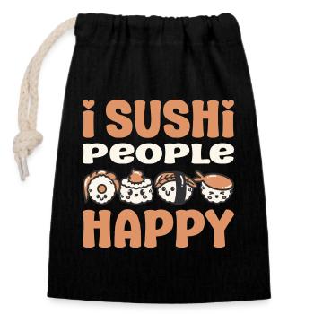 Sushi Lover I Sushi People Happy - Closable cotton gift bag (14x20cm) - black - Front