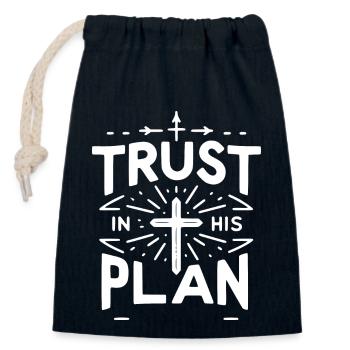 Confiance en son plan - Sac cadeau en coton avec cordon (14 x 20 cm) - bleu marine - Devant
