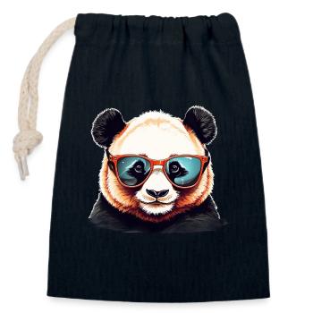 Lässiger Pandakopf mit Sonnenbrille - Verschließbarer Geschenkbeutel aus Baumwolle (14x20cm) - Navy - Vorne